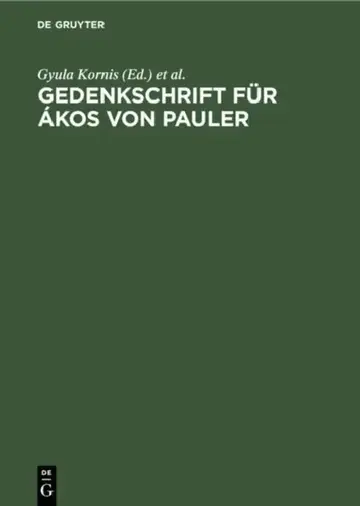 Cover of Gedenkschrift für Ákos von Pauler