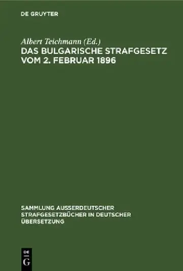 Cover of Das Bulgarische Strafgesetz Vom 2. Februar 1896