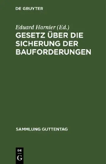 Cover of Gesetz über die Sicherung der Bauforderungen