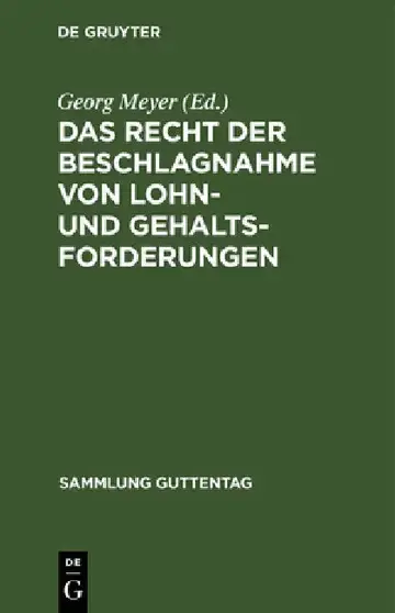 Cover of Das Recht Der Beschlagnahme Von Lohn- Und Gehaltsforderungen