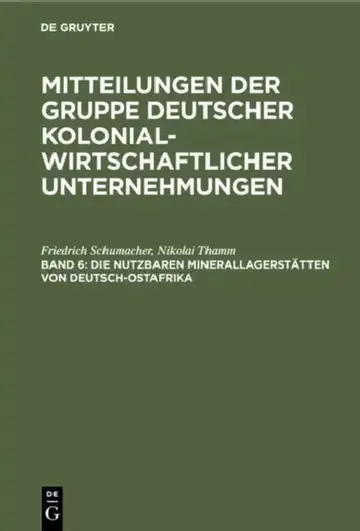 Cover of Die Nutzbaren Minerallagerstätten Von Deutsch-Ostafrika