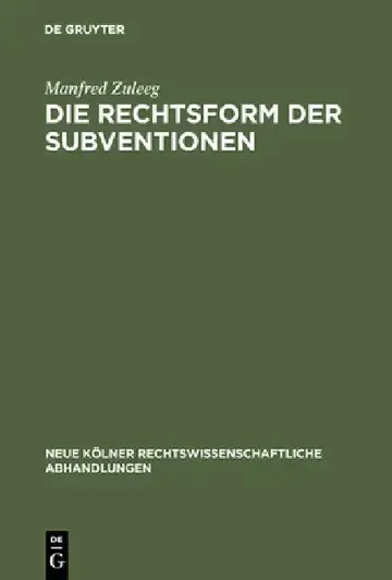 Cover of Die Rechtsform der Subventionen
