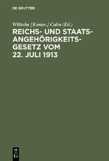 Cover of Reichs- und Staatsangehörigkeitsgesetz vom 22. Juli 1913