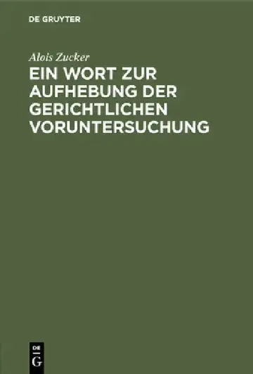 Cover of Ein Wort Zur Aufhebung Der Gerichtlichen Voruntersuchung