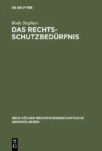 Cover of Das Rechtsschutzbedürfnis
