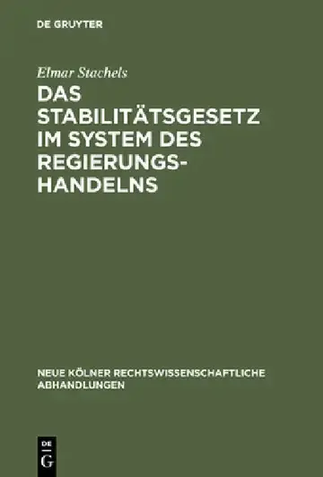 Cover of Das Stabilitätsgesetz im System des Regierungshandelns