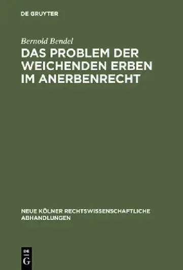 Cover of Das Problem der weichenden Erben im Anerbenrecht