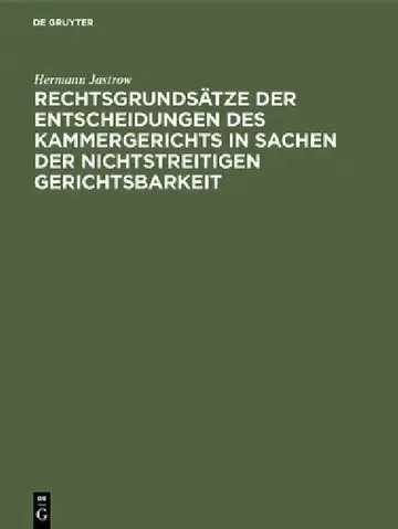 Cover of Rechtsgrundsätze der Entscheidungen des Kammergerichts in Sachen der nichtstreitigen Gerichtsbarkeit