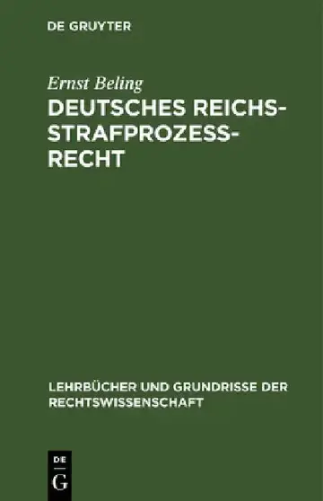 Cover of Deutsches Reichsstrafprozeßrecht