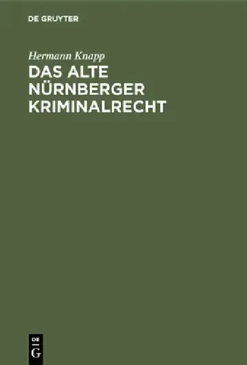 Cover of Das alte Nürnberger Kriminalrecht