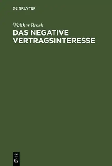Cover of Das negative Vertragsinteresse