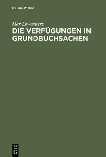 Cover of Die Verfügungen in Grundbuchsachen