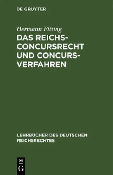 Cover of Das Reichs-Concursrecht Und Concursverfahren