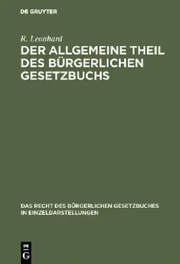 Cover of Der allgemeine Theil des bürgerlichen Gesetzbuchs