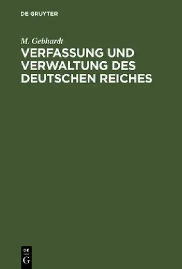 Cover of Verfassung und Verwaltung des Deutschen Reiches