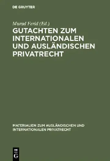 Cover of Gutachten Zum Internationalen Und Ausländischen Privatrecht