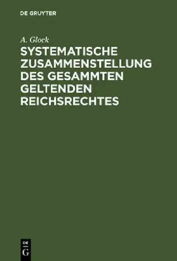 Cover of Systematische Zusammenstellung des gesammten geltenden Reichsrechtes