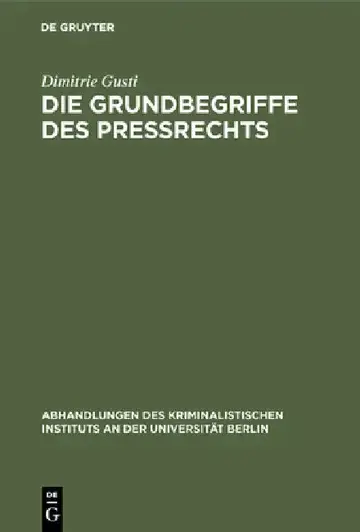 Cover of Die Grundbegriffe des Preßrechts