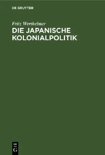 Cover of Die Japanische Kolonialpolitik