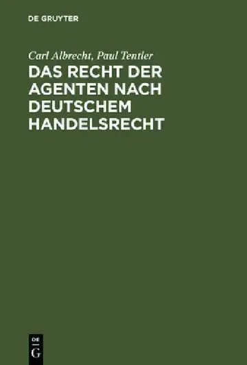 Cover of Das Recht der Agenten nach deutschem Handelsrecht