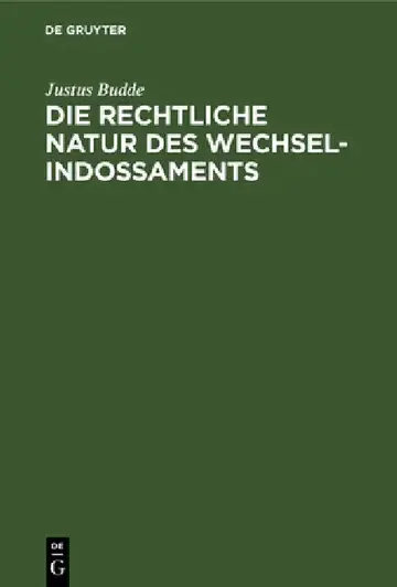 Cover of Die Rechtliche Natur Des Wechsel-Indossaments