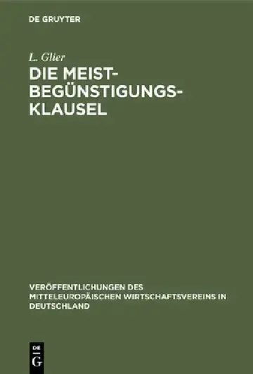Cover of Die Meistbegünstigungs-Klausel