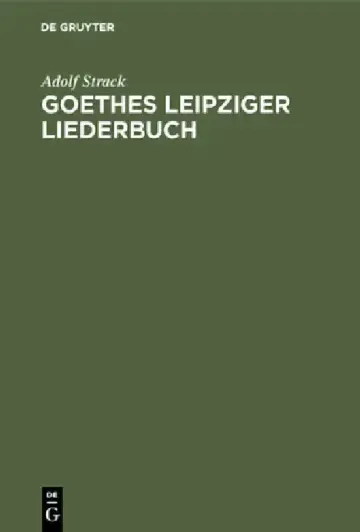 Cover of Goethes Leipziger Liederbuch