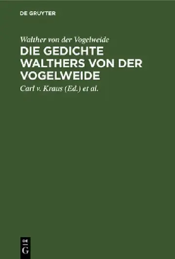 Cover of Die Gedichte Walthers Von Der Vogelweide
