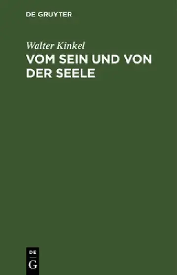 Cover of Vom Sein Und Von Der Seele
