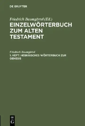 Cover of Hebräisches Wörterbuch Zur Genesis