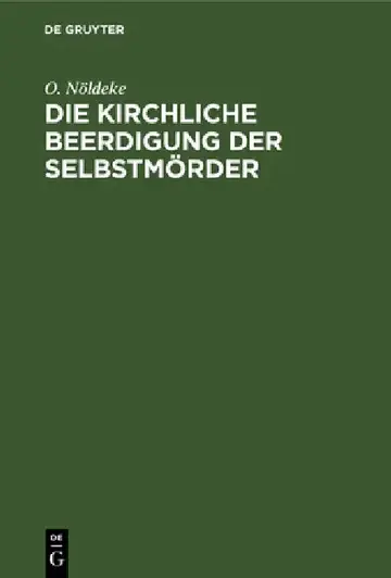 Cover of Die kirchliche Beerdigung der Selbstmörder