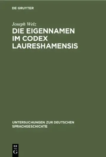 Cover of Die Eigennamen Im Codex Laureshamensis