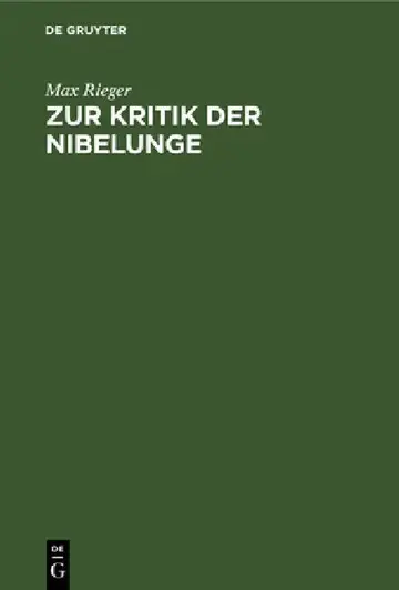 Cover of Zur Kritik Der Nibelunge