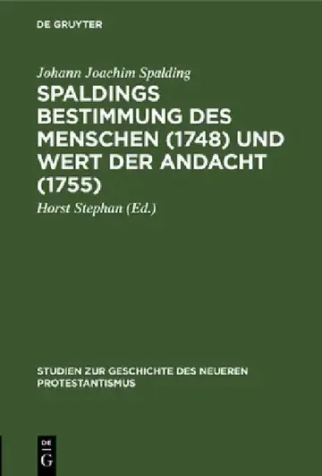 Cover of Spaldings Bestimmung Des Menschen (1748) Und Wert Der Andacht (1755)