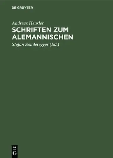 Cover of Schriften Zum Alemannischen
