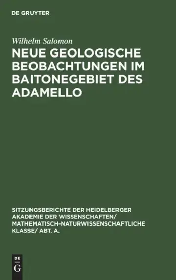 Cover of Neue Geologische Beobachtungen Im Baitonegebiet Des Adamello