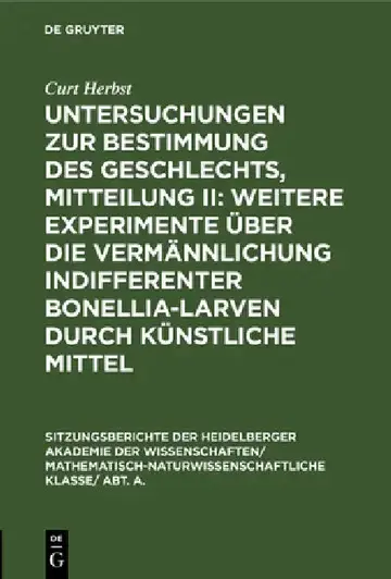Cover of Untersuchungen Zur Bestimmung Des Geschlechts, Mitteilung II