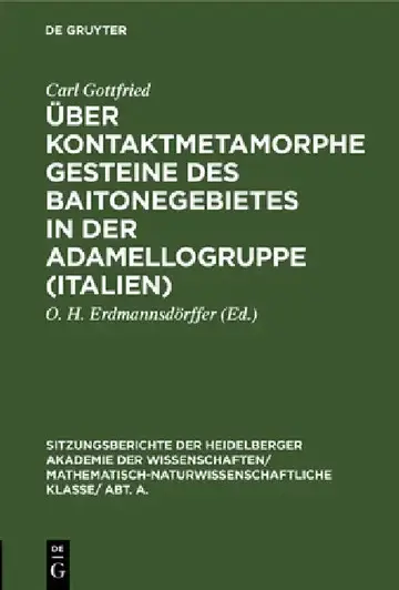 Cover of Über Kontaktmetamorphe Gesteine Des Baitonegebietes in Der Adamellogruppe (Italien)