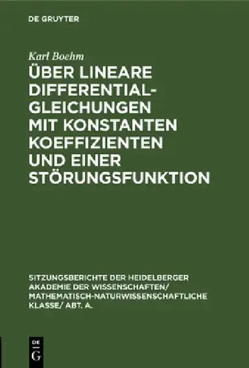 Cover of Über Lineare Differentialgleichungen Mit Konstanten Koeffizienten Und Einer Störungsfunktion
