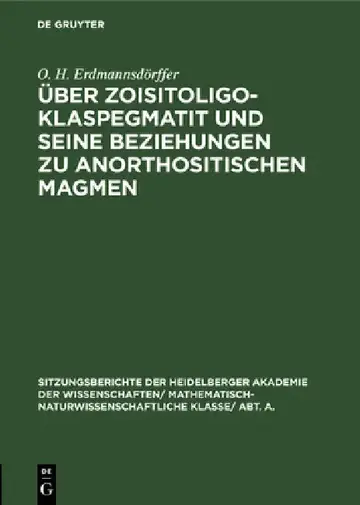 Cover of Über Zoisitoligoklaspegmatit Und Seine Beziehungen Zu Anorthositischen Magmen