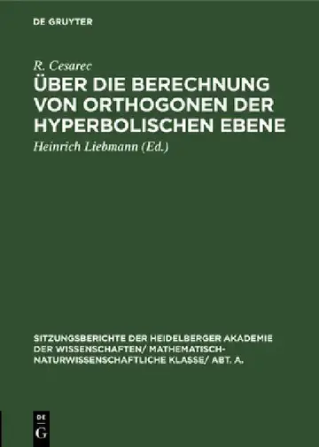 Cover of Über Die Berechnung Von Orthogonen Der Hyperbolischen Ebene