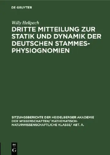 Cover of Dritte Mitteilung Zur Statik Und Dynamik Der Deutschen Stammesphysiognomien
