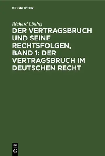 Cover of Der Vertragsbruch Und Seine Rechtsfolgen, Band 1