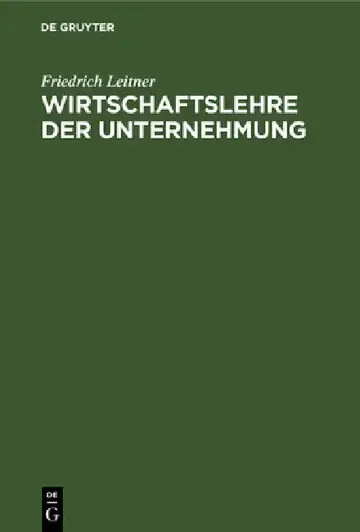 Cover of Wirtschaftslehre Der Unternehmung