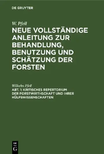 Cover of Kritisches Repertorium Der Forstwirthschaft Und Ihrer Hülfswissenschaften