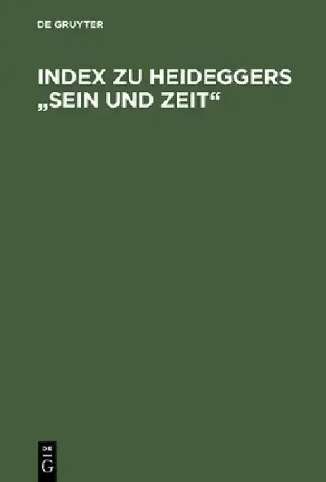 Cover of Index Zu Heideggers Sein Und Zeit