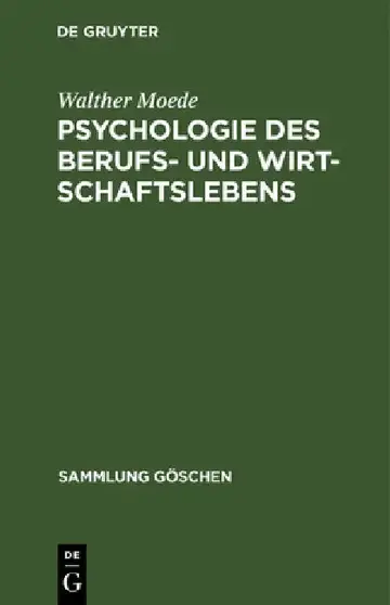 Cover of Psychologie des Berufs- und Wirtschaftslebens