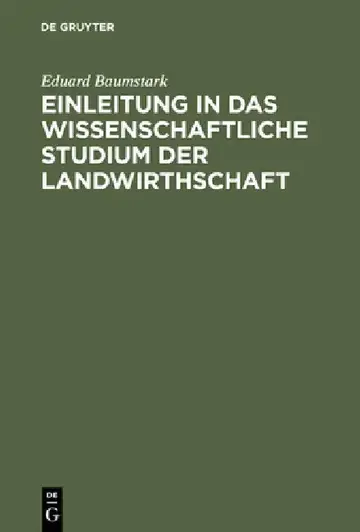 Cover of Einleitung in das wissenschaftliche Studium der Landwirthschaft
