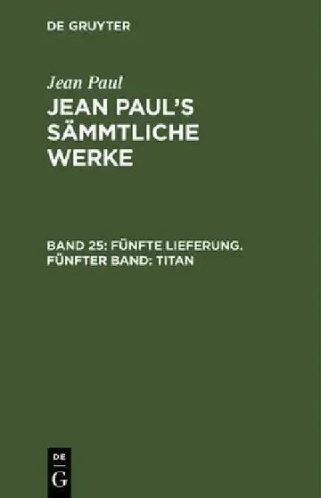 Cover of Jean Paul's Sämmtliche Werke, Band 25, Fünfte Lieferung. Fünfter Band