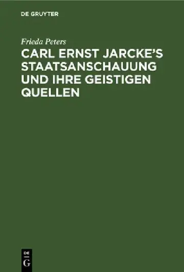 Cover of Carl Ernst Jarcke's Staatsanschauung Und Ihre Geistigen Quellen